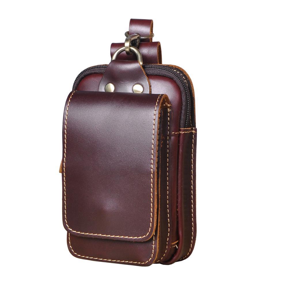 Herren-Gürteltasche aus echtem Leder mit Haken
