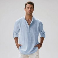 Herren-Henley-Hemd mit Knopfleiste am Kragen