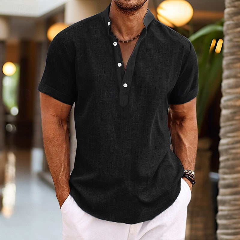 Herren-Henley-T-Shirt mit kurzen Ärmeln