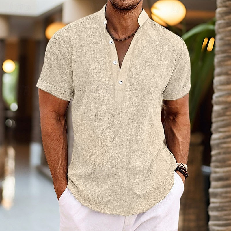 Herren-Henley-T-Shirt mit kurzen Ärmeln