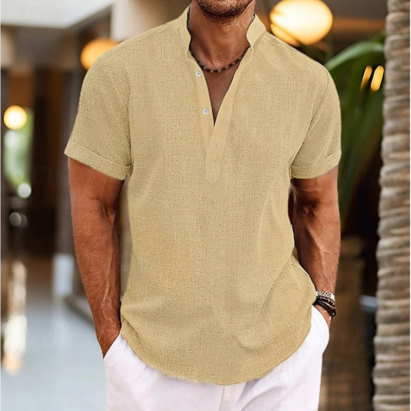 Herren-Henley-T-Shirt mit kurzen Ärmeln