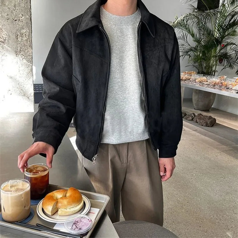 Herren-Jacke mit Reißverschluss, langen Ärmeln und Umlegekragen