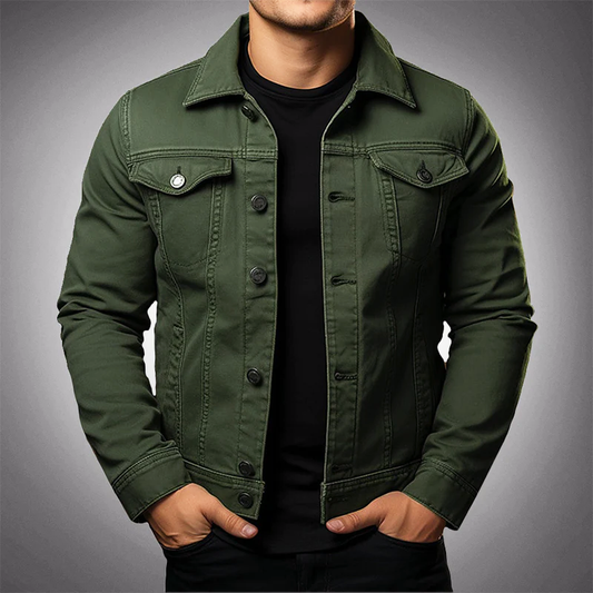 Herren-Jeansjacke mit Kragen und Knopfleiste