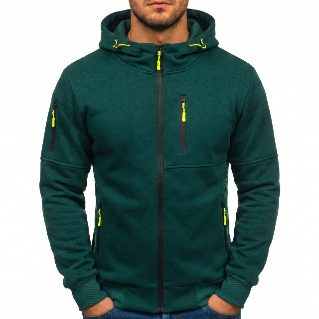 Herren-Kapuzenjacke aus Baumwolle mit Reißverschluss