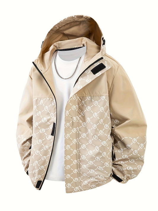 Herren-Kapuzenjacke | Reguläre Passform | Windbreaker mit Reißverschluss | Outdoor-Freizeitlook