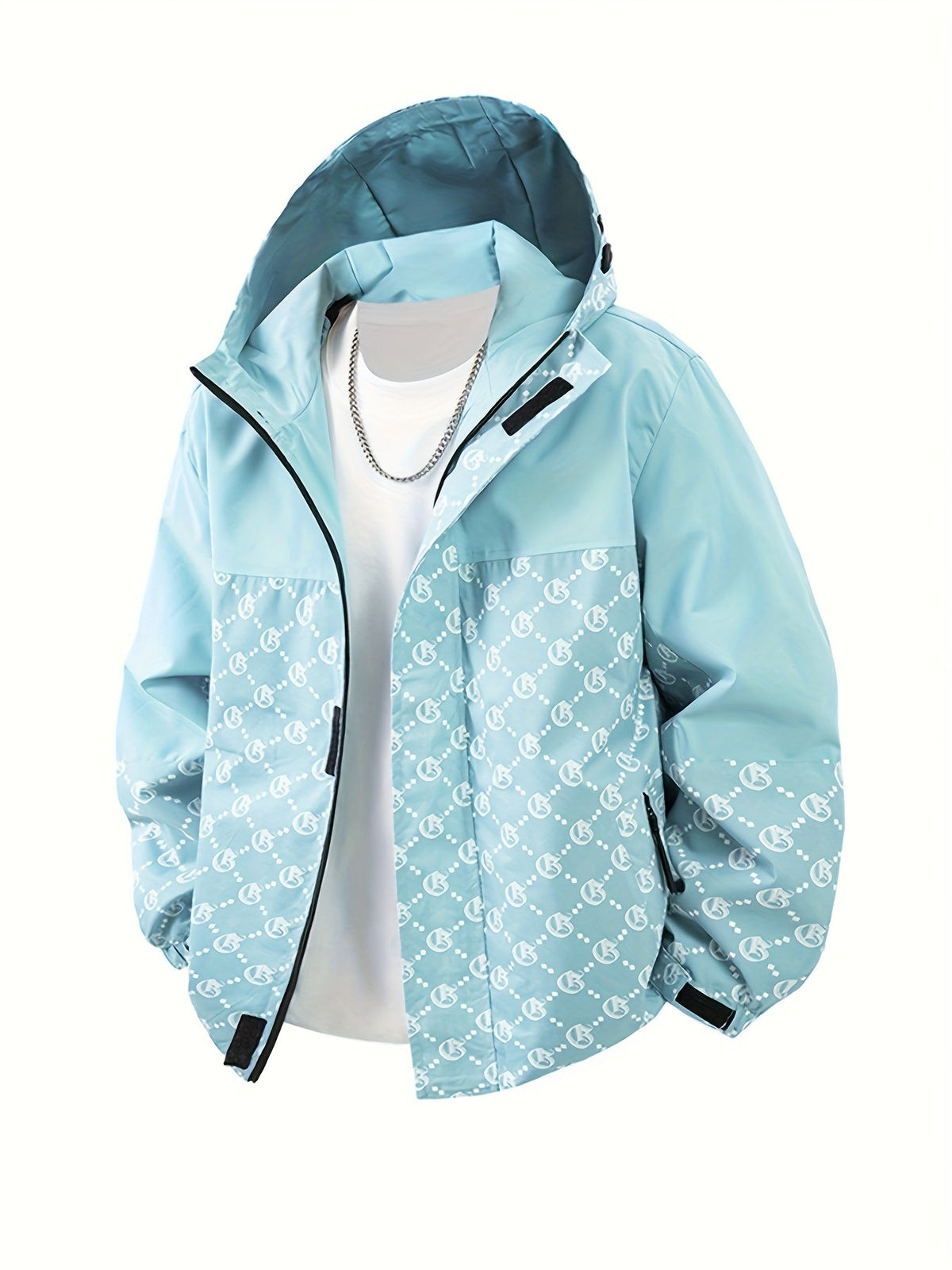 Herren-Kapuzenjacke | Reguläre Passform | Windbreaker mit Reißverschluss | Outdoor-Freizeitlook