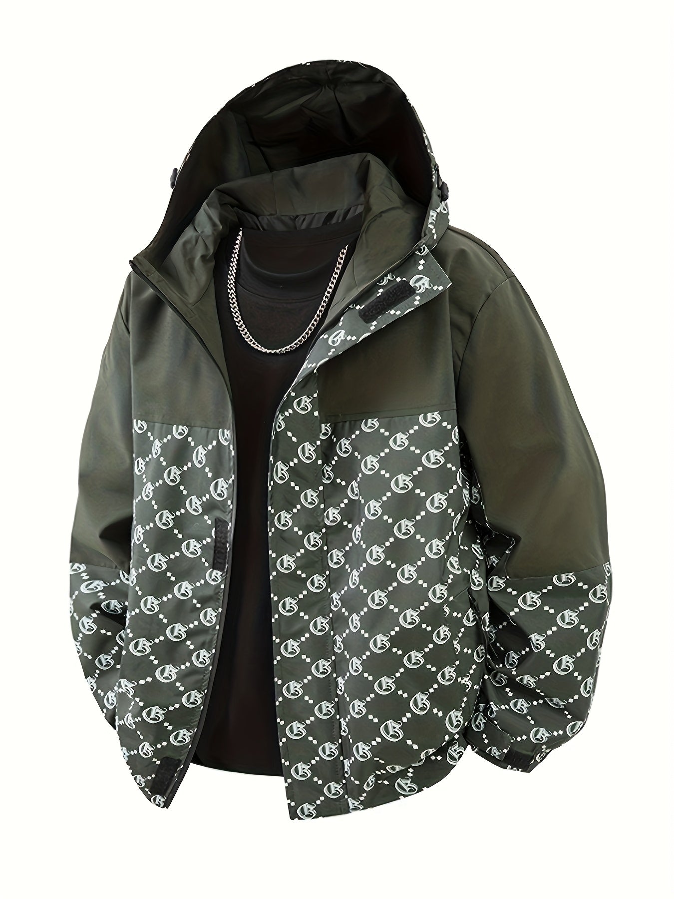 Herren-Kapuzenjacke | Reguläre Passform | Windbreaker mit Reißverschluss | Outdoor-Freizeitlook