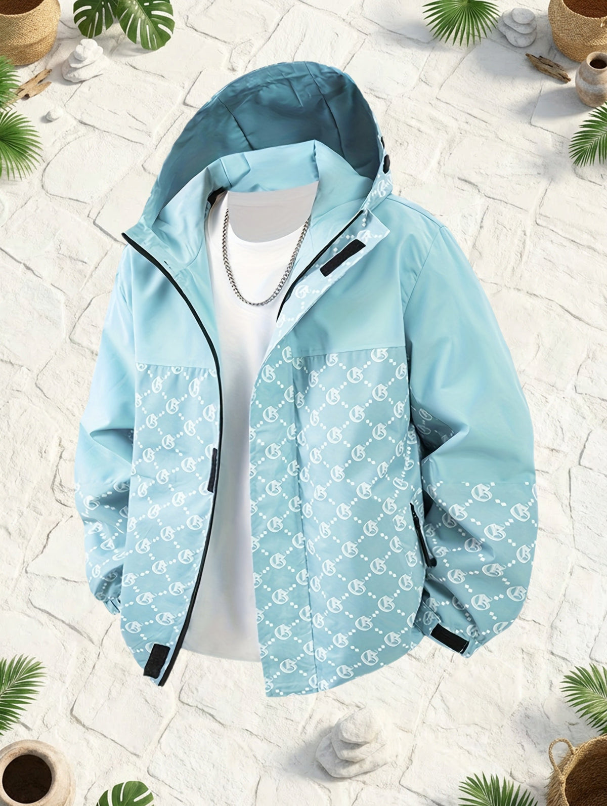Herren-Kapuzenjacke | Reguläre Passform | Windbreaker mit Reißverschluss | Outdoor-Freizeitlook