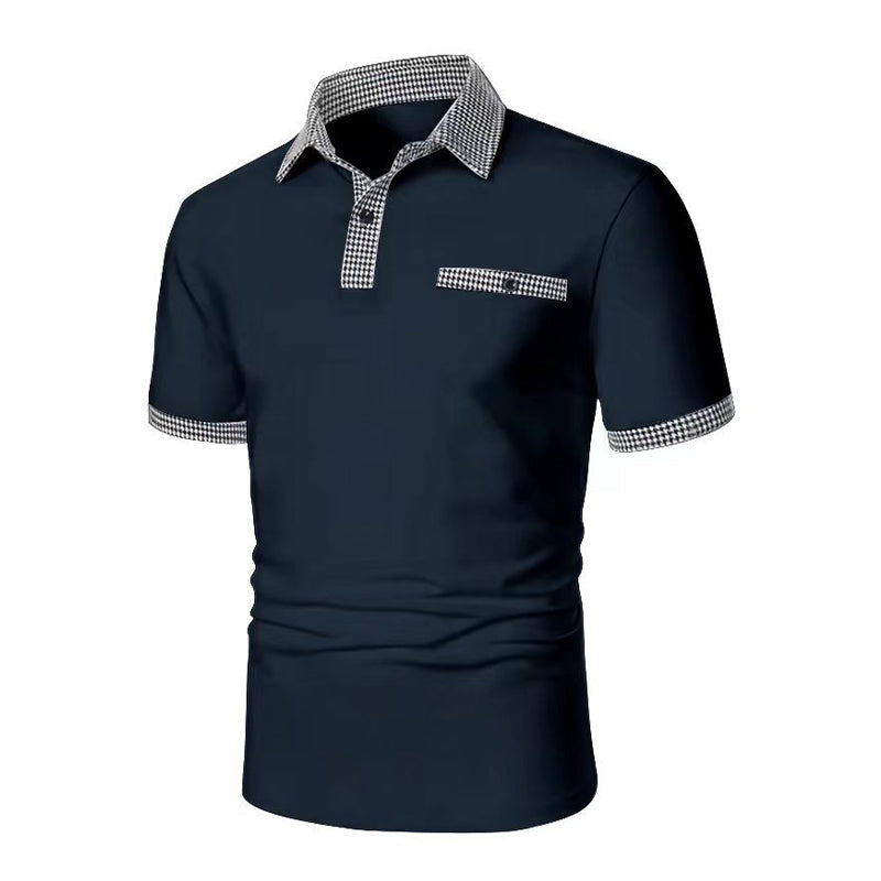 Herren-Kurzarm-Poloshirt mit Hahnentrittmuster