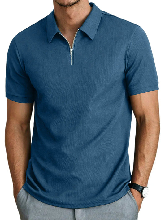 Herren-Kurzarm-Poloshirt mit Reißverschluss