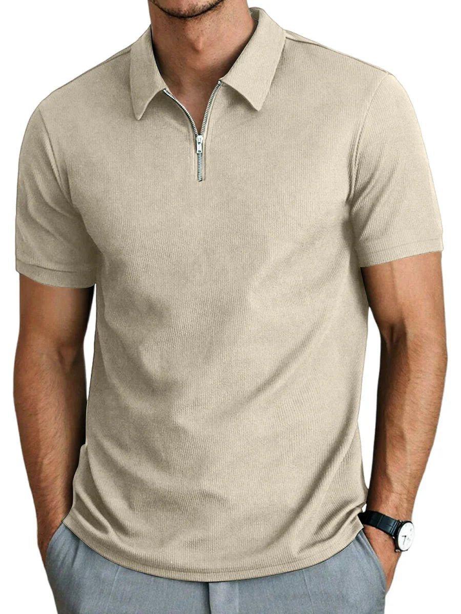 Herren-Kurzarm-Poloshirt mit Reißverschluss