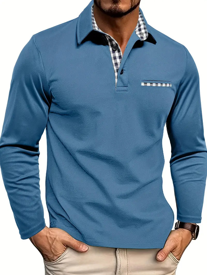 Herren-Langarm-Poloshirt