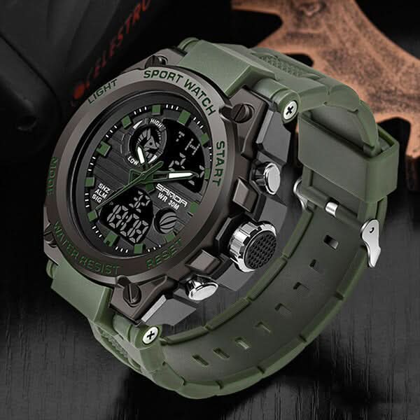 Herren-Militäruhr mit analog-digitaler Anzeige und Funktionen