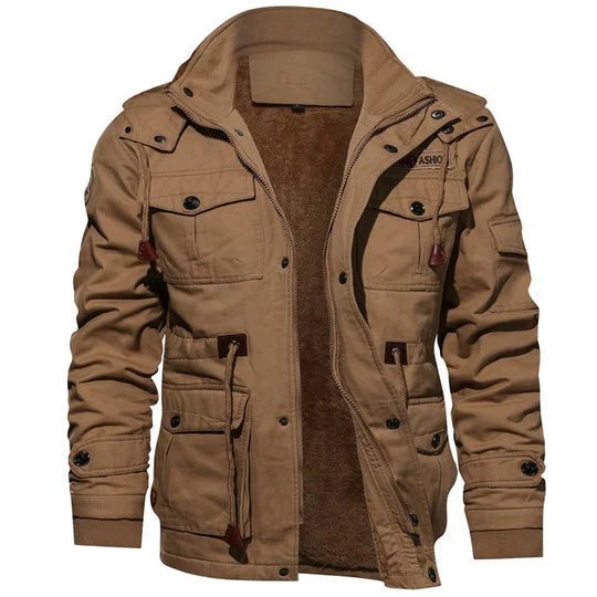 Herren-Military-Cargojacke mit Kapuze