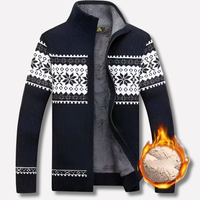 Herren-Norweger-Strickjacke mit Reißverschluss und Fleecefutter