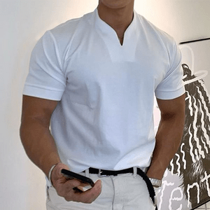 Herren-Poloshirt im Slim Fit mit elegantem V-Ausschnitt
