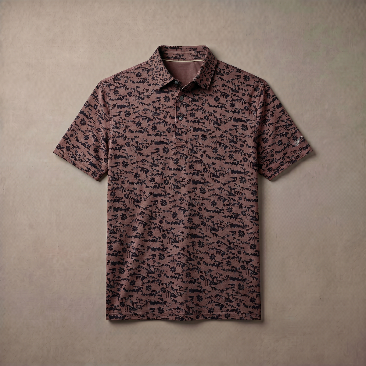 Herren-Poloshirt mit Melange-Print | Feuchtigkeitsableitend | UPF 50 | 4-Wege-Stretch