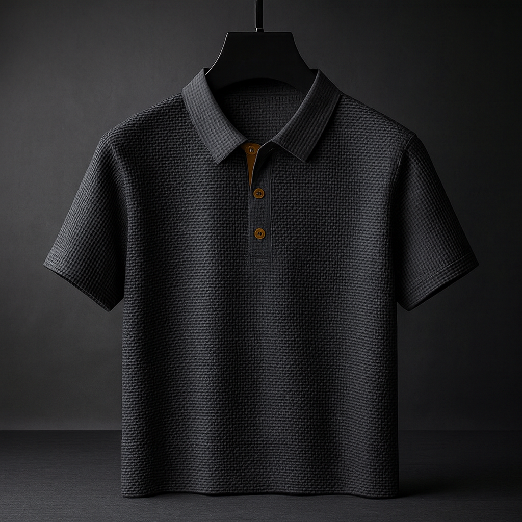 Herren-Poloshirt mit Struktur, kurzärmelig