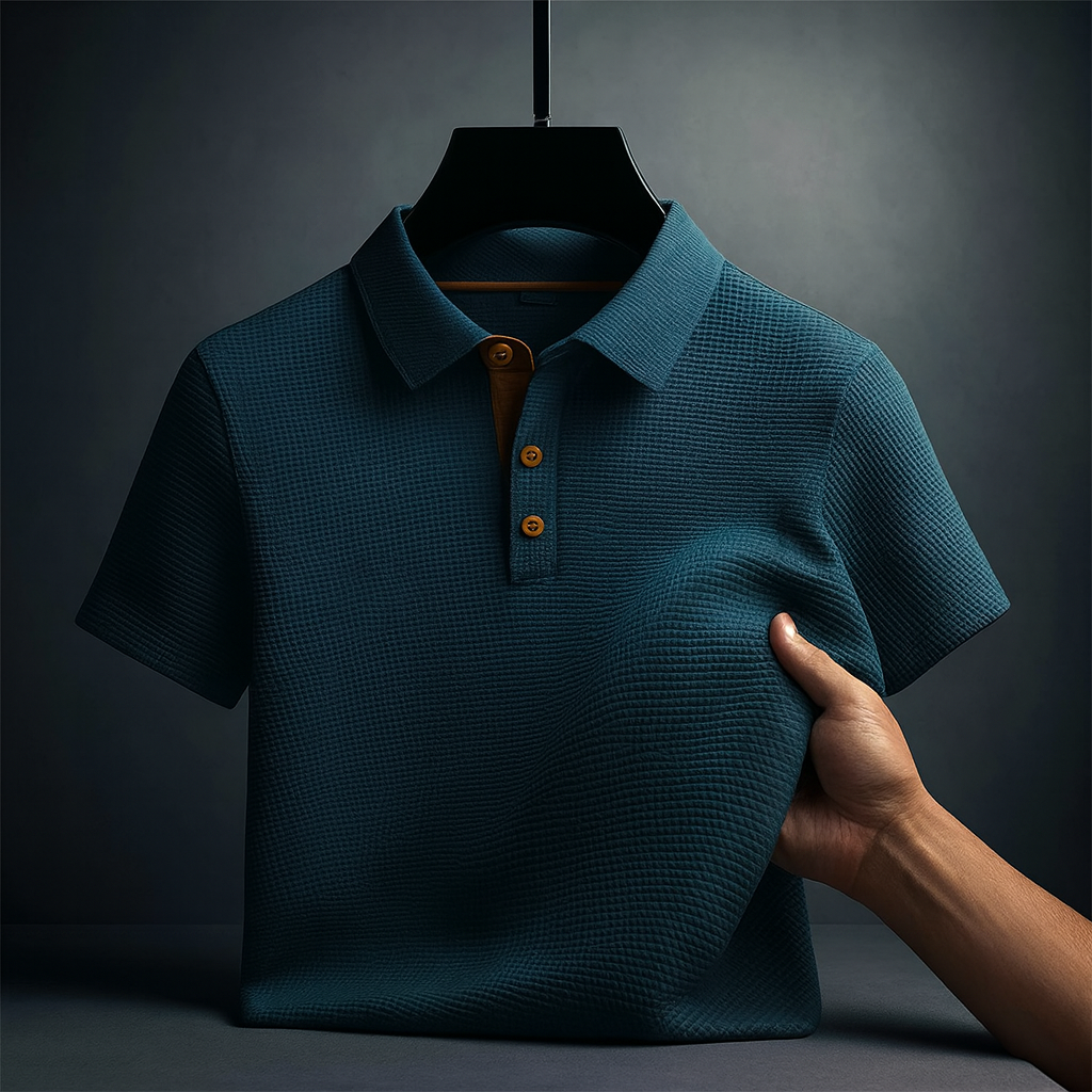 Herren-Poloshirt mit Struktur, kurzärmelig