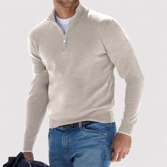 Herren-Pullover mit halbem Reißverschluss