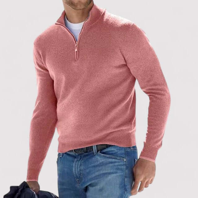 Herren-Pullover mit halbem Reißverschluss