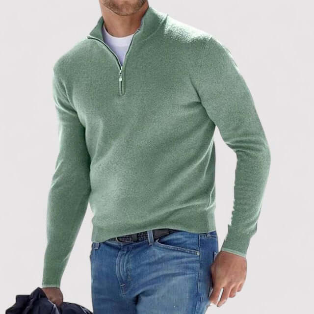 Herren-Pullover mit halbem Reißverschluss