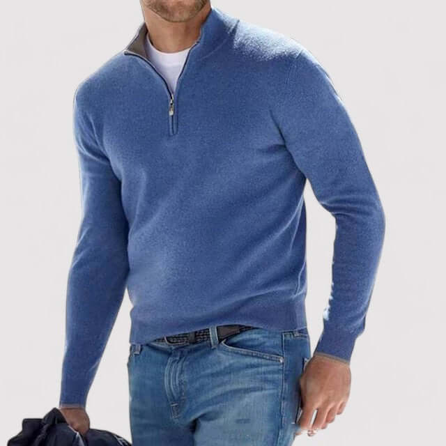 Herren-Pullover mit halbem Reißverschluss
