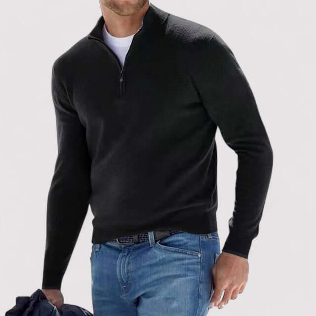 Herren-Pullover mit halbem Reißverschluss