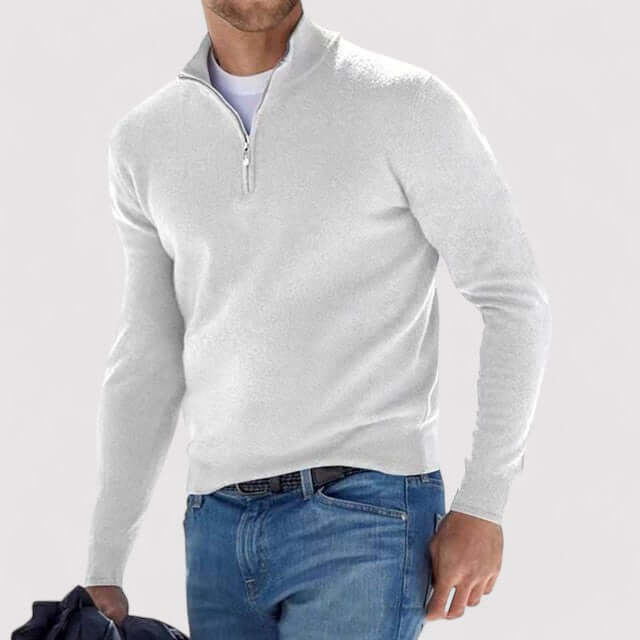 Herren-Pullover mit halbem Reißverschluss