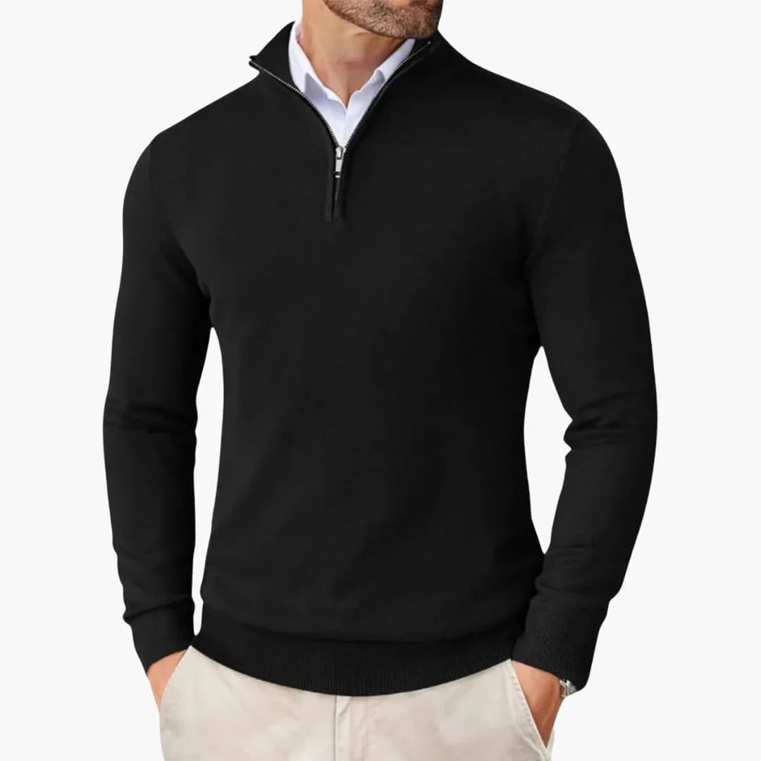 Herren-Pullover mit Quarter-Zip und langen Ärmeln