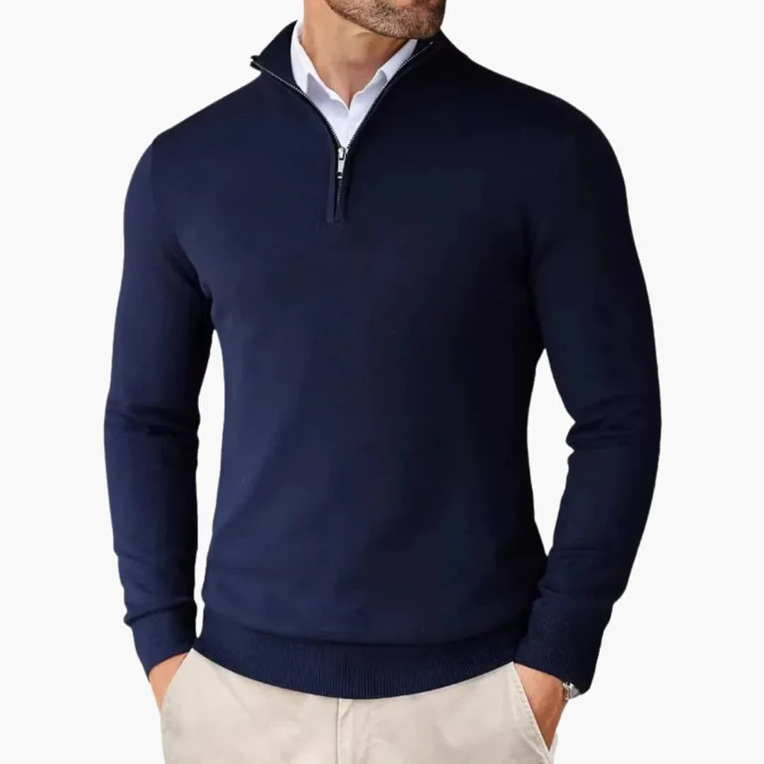 Herren-Pullover mit Quarter-Zip und langen Ärmeln