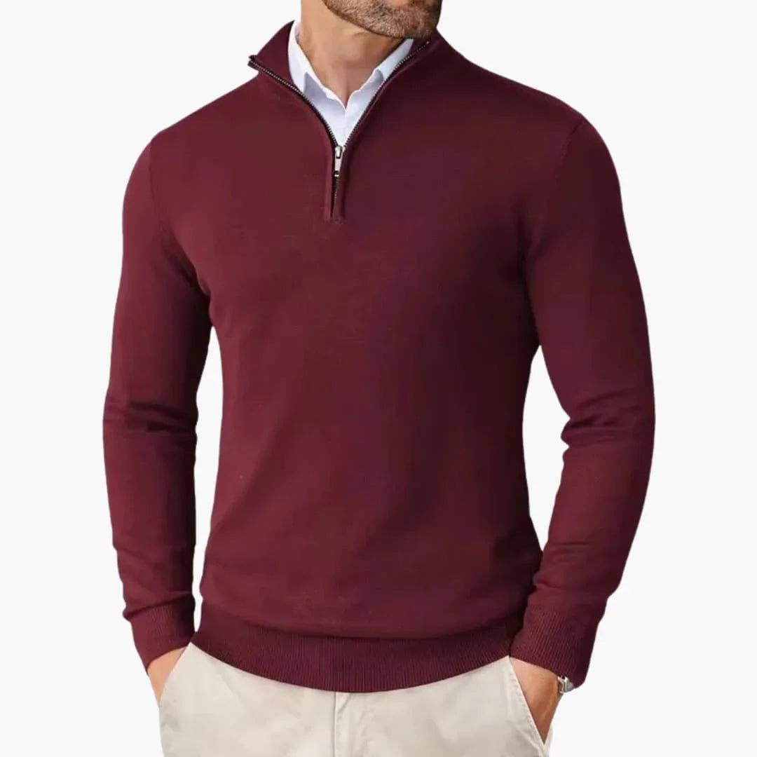 Herren-Pullover mit Quarter-Zip und langen Ärmeln