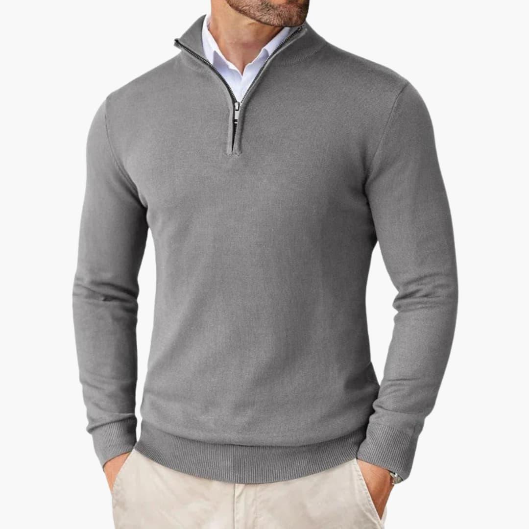 Herren-Pullover mit Quarter-Zip und langen Ärmeln