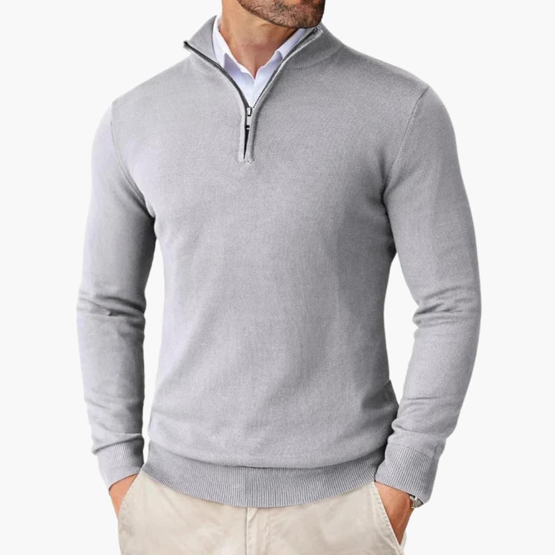 Herren-Pullover mit Quarter-Zip und langen Ärmeln