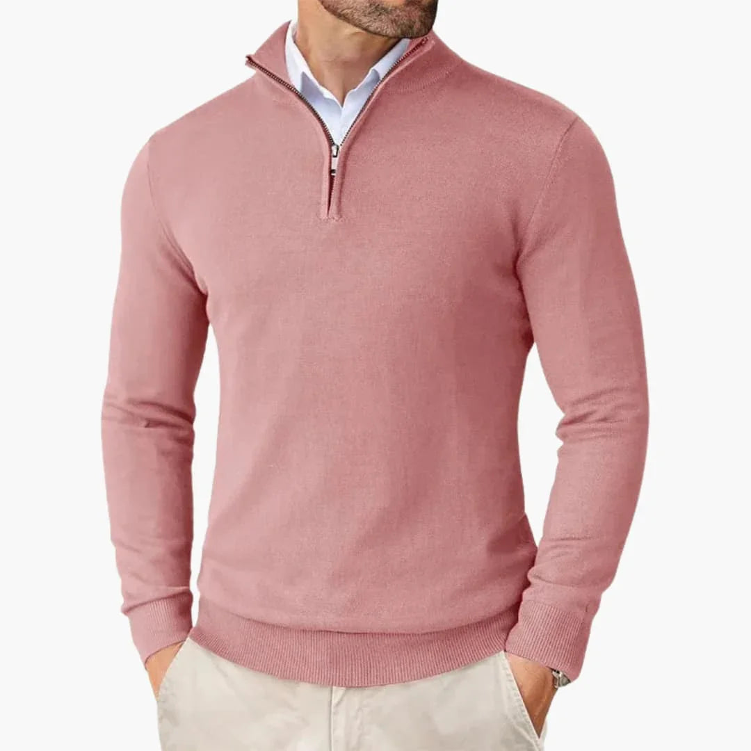 Herren-Pullover mit Quarter-Zip und langen Ärmeln