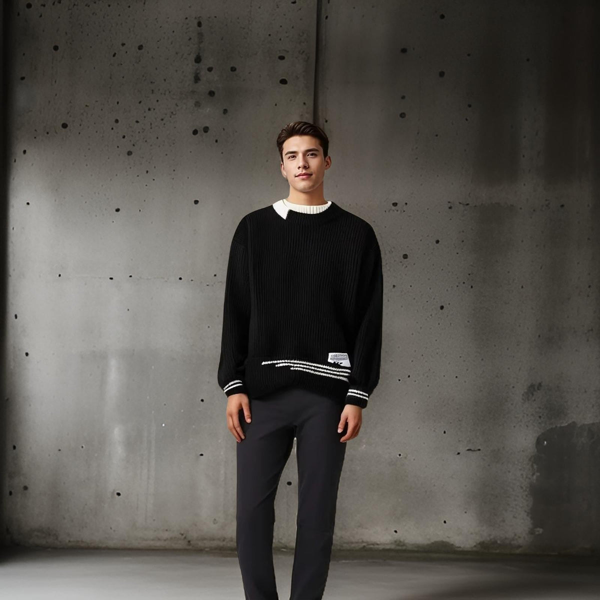 Herren-Pullover mit Rundhalsausschnitt