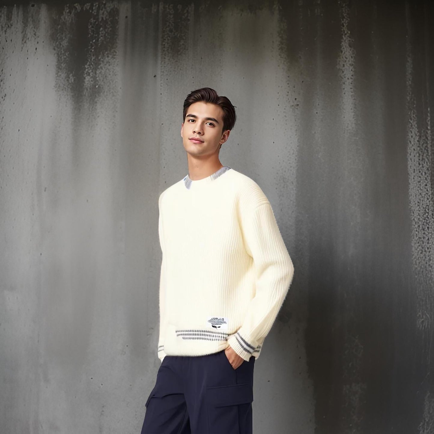 Herren-Pullover mit Rundhalsausschnitt