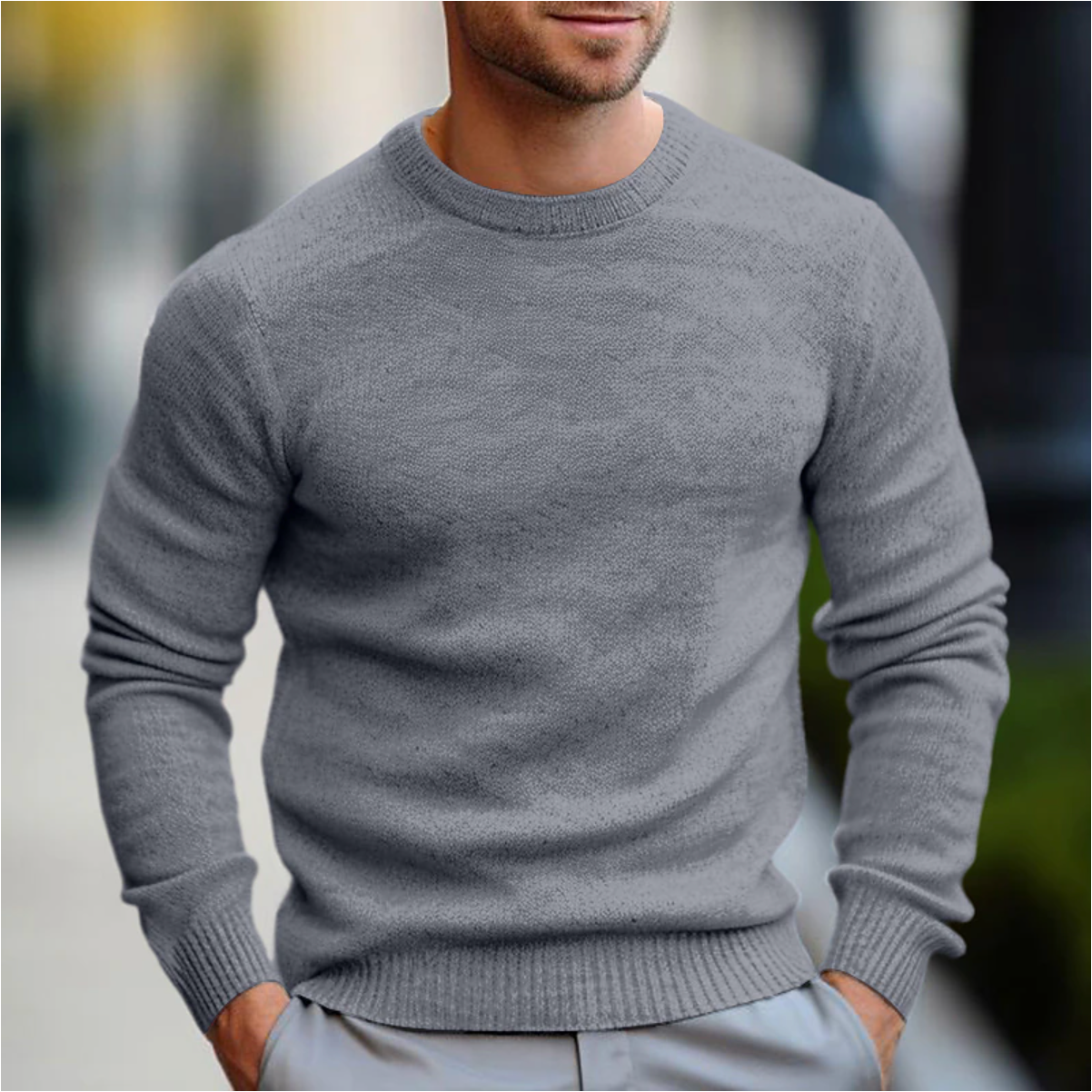 Herren-Pullover mit Rundhalsausschnitt – Langarm