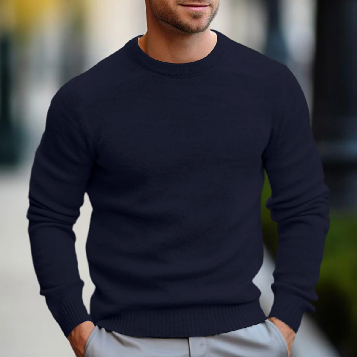 Herren-Pullover mit Rundhalsausschnitt – Langarm