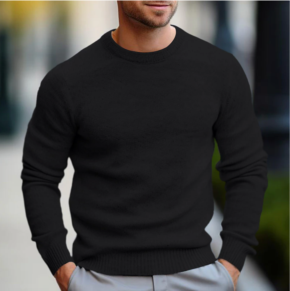 Herren-Pullover mit Rundhalsausschnitt – Langarm