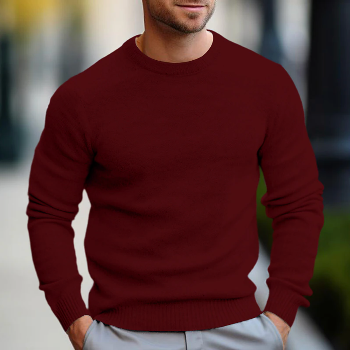 Herren-Pullover mit Rundhalsausschnitt – Langarm