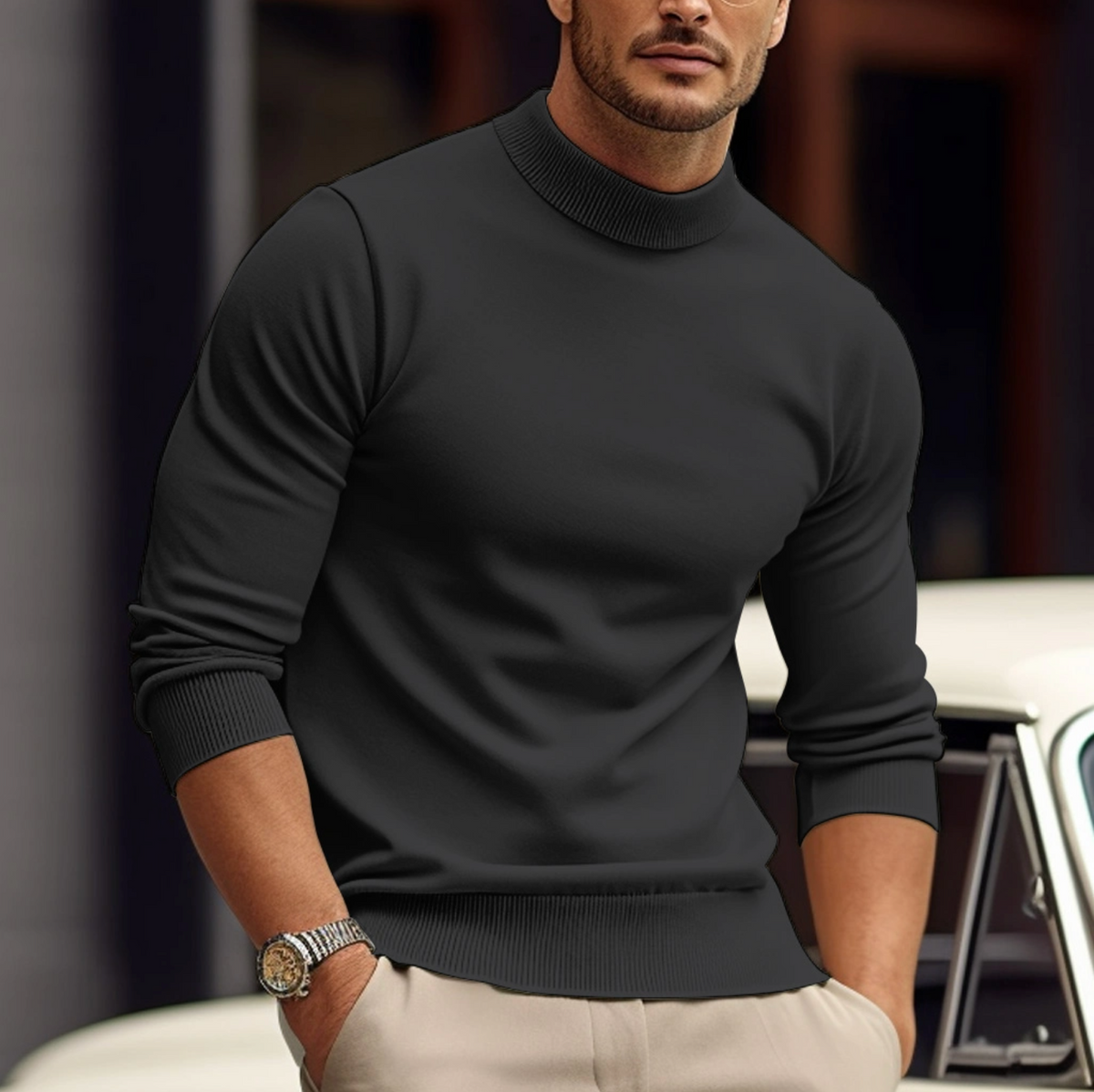 Herren-Rollkragenpullover im Slim-Fit
