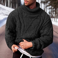Herren-Rollkragenpullover mit Zopfmuster