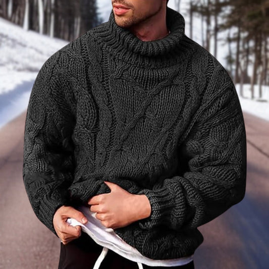 Herren-Rollkragenpullover mit Zopfmuster