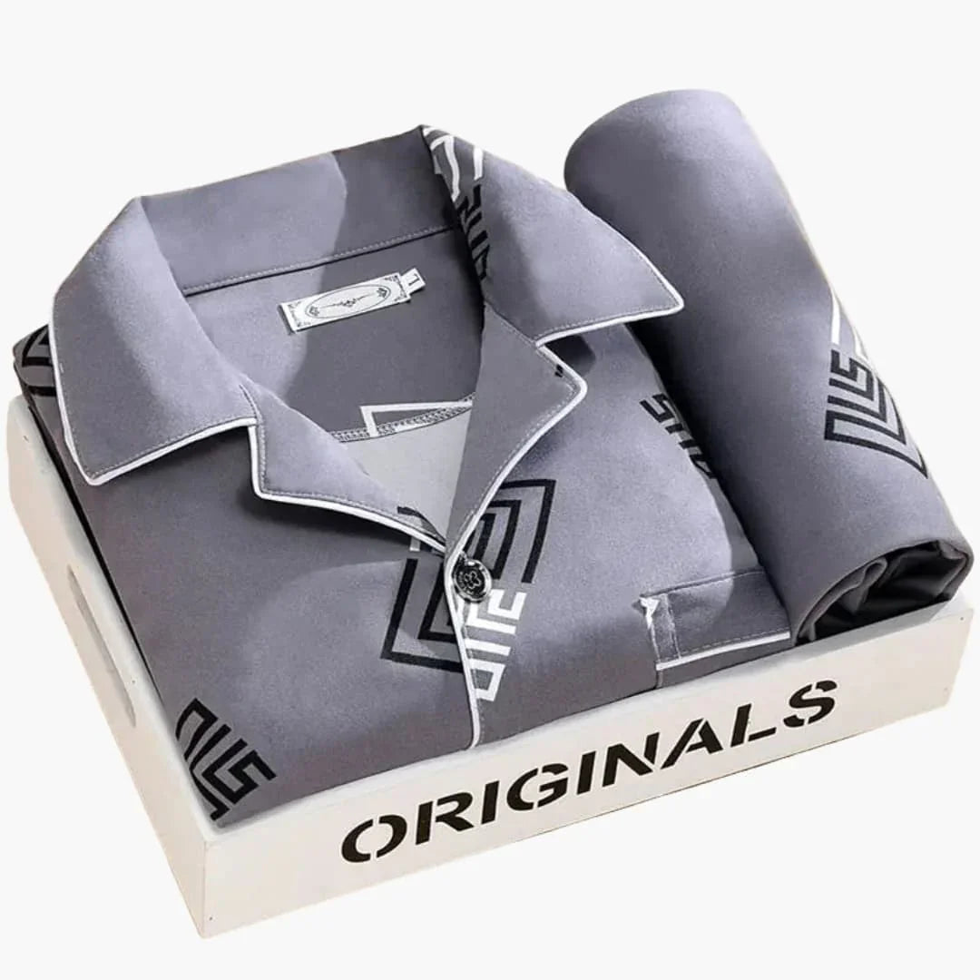 Herren-Schlafanzugset mit Hemd und langer Hose