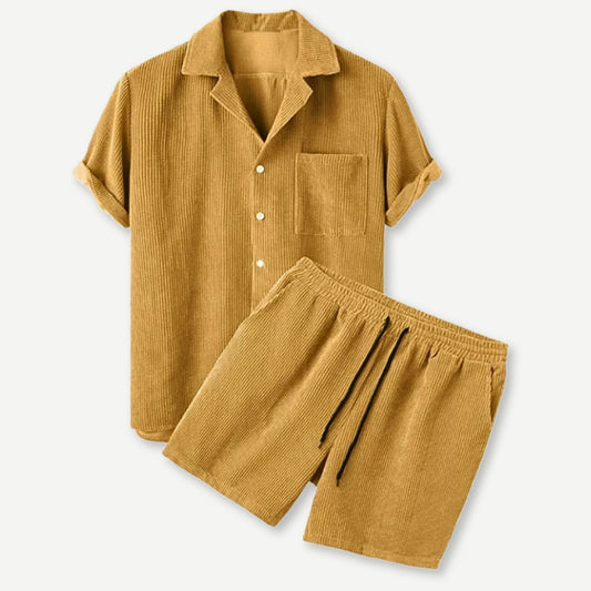 Herren-Set aus Cordhemd und Shorts