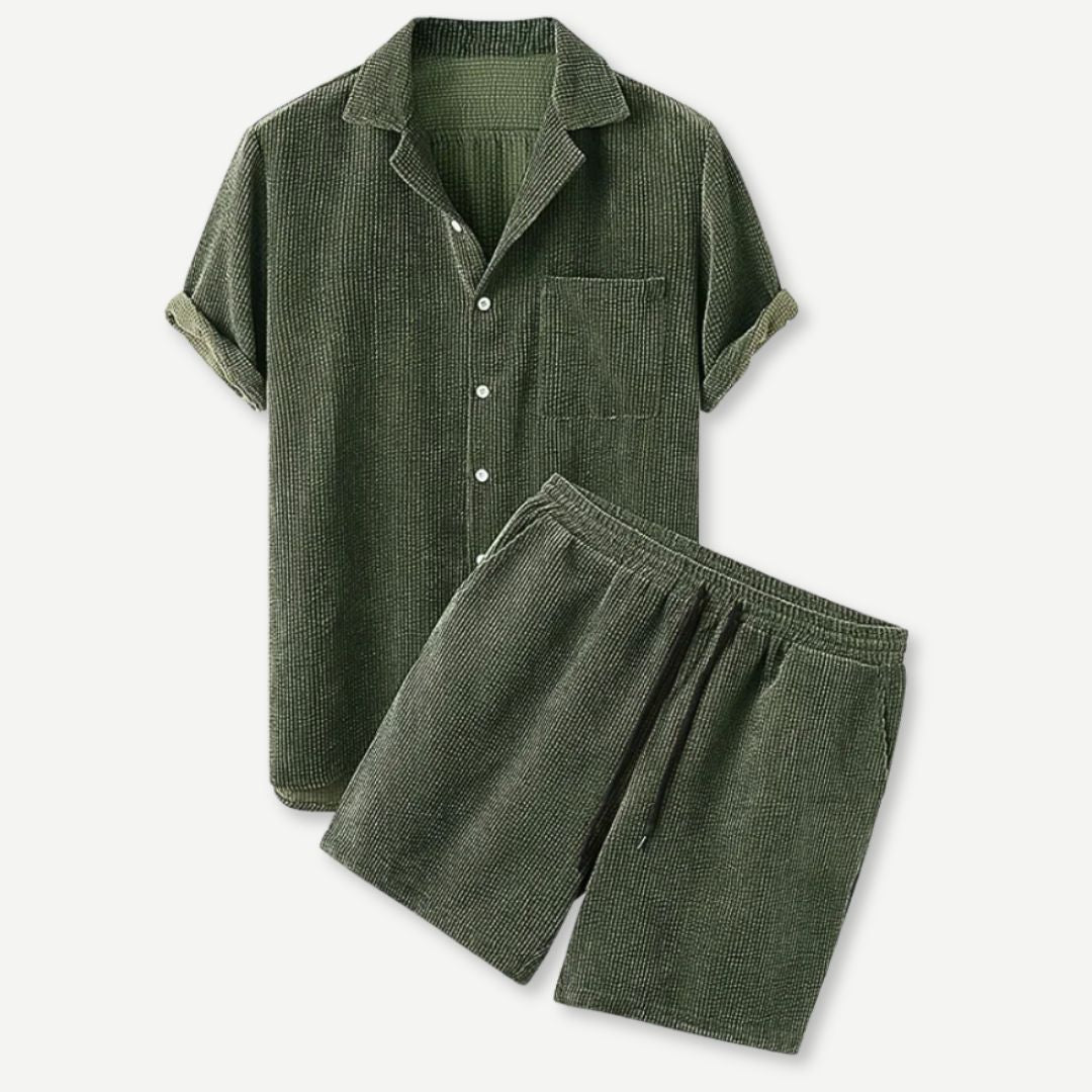 Herren-Set aus Cordhemd und Shorts