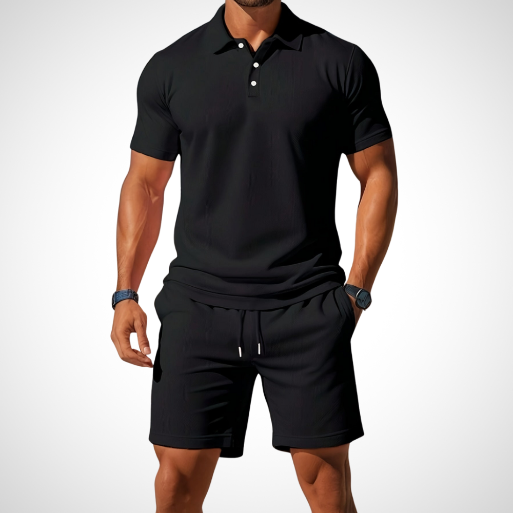 Herren-Set aus Poloshirt und Shorts aus Baumwolle für den Sommerlook