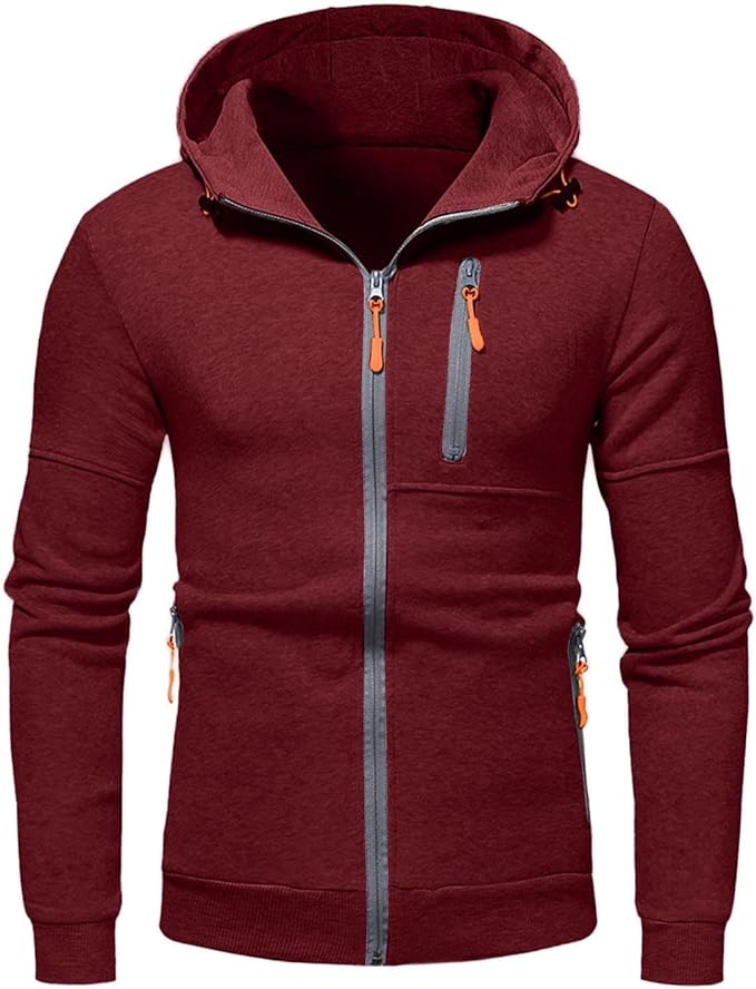 Herren-Slim-Fit-Kapuzenjacke mit durchgehendem Reißverschluss