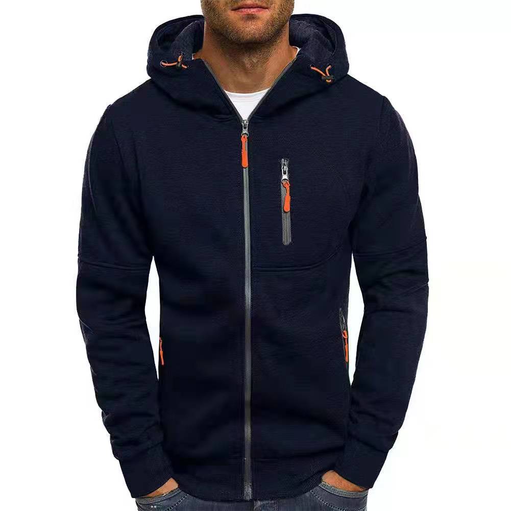 Herren-Slim-Fit-Kapuzenjacke mit durchgehendem Reißverschluss